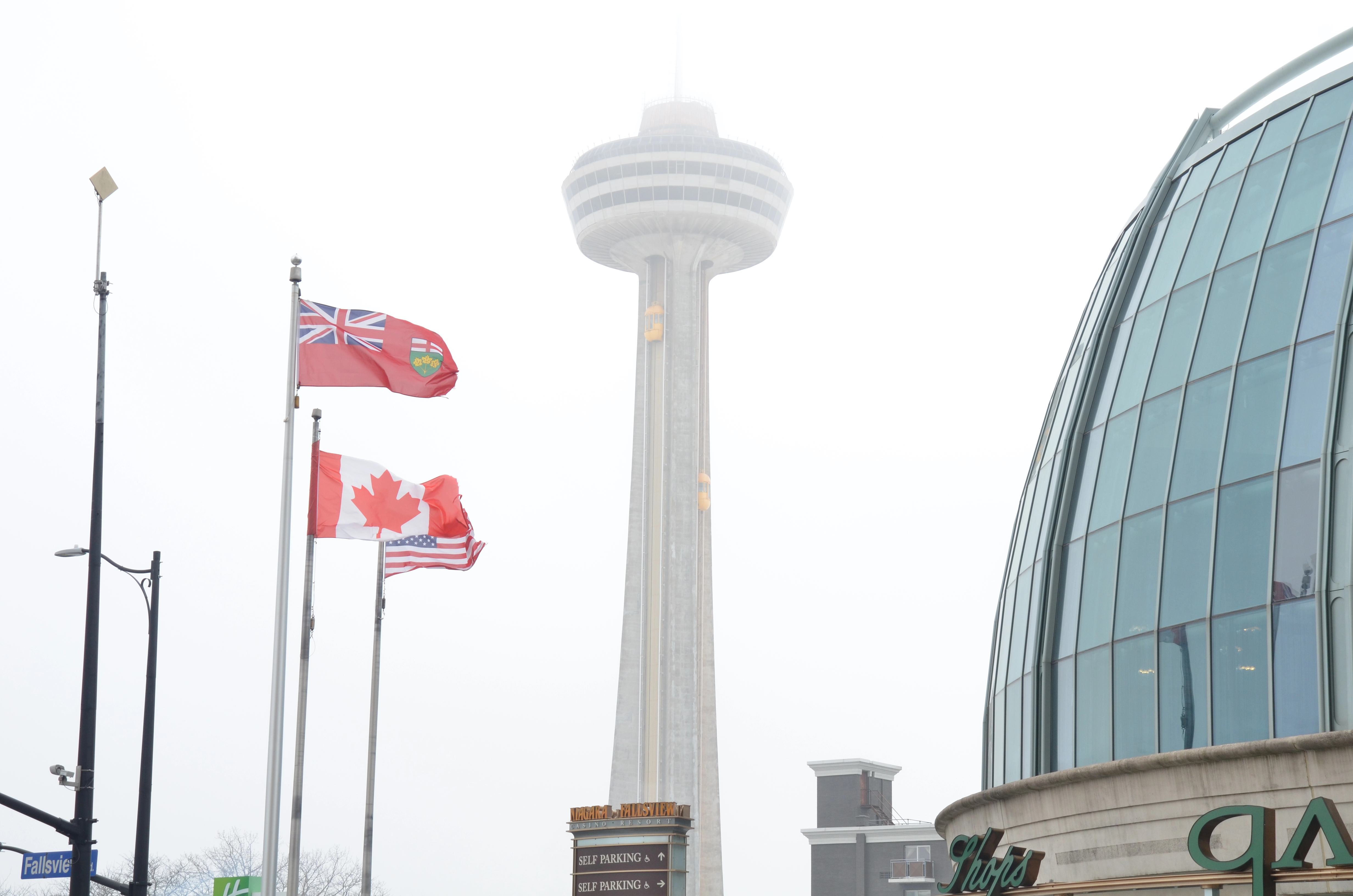 Image of tower and country flags in Ontario