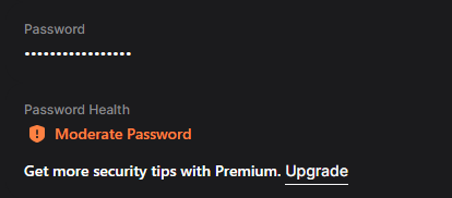 Sample of NordPass showing a moderate-strength password